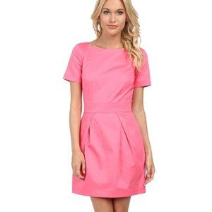 New French Connection Barbiecore Pink Short Sleeve A-Line Dress sz 12 $138